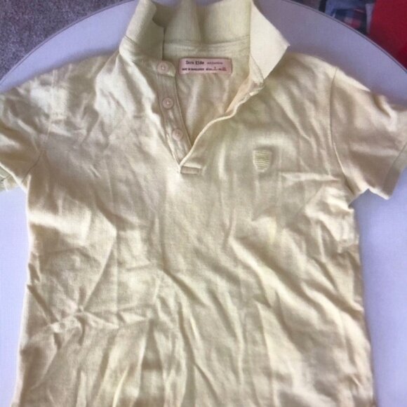 Yellow Polo Shirt Casual Cotton Blend